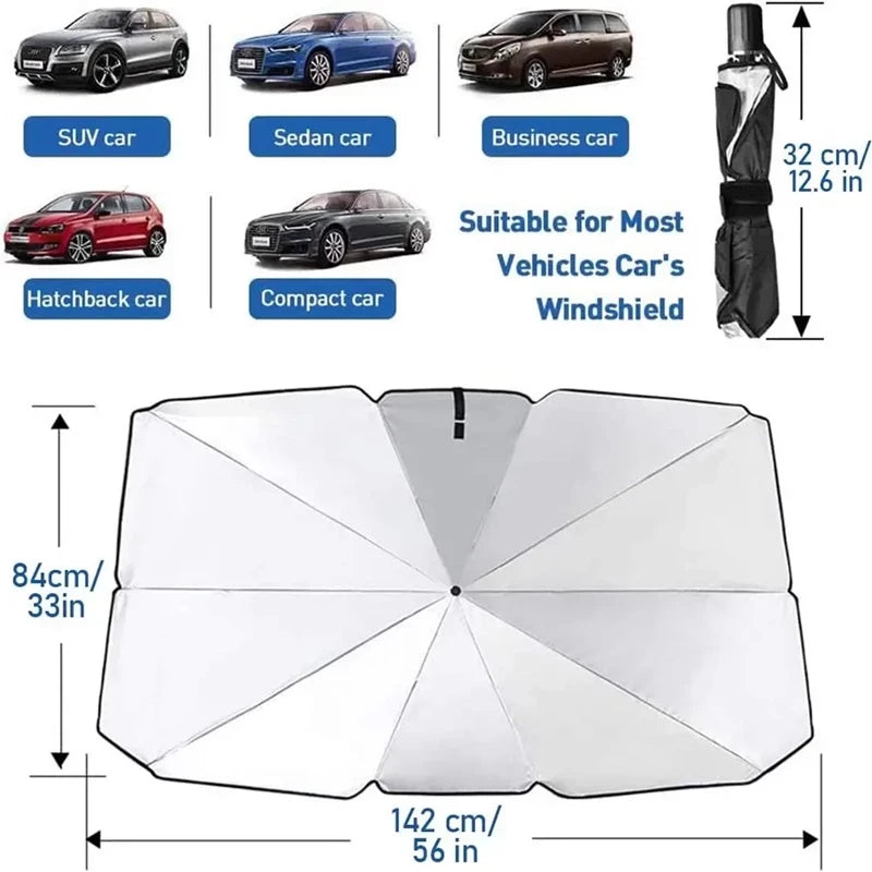 Souqzila car windshield umbrella shade suitable for SUV, sedan, business, hatchback, and compact cars
