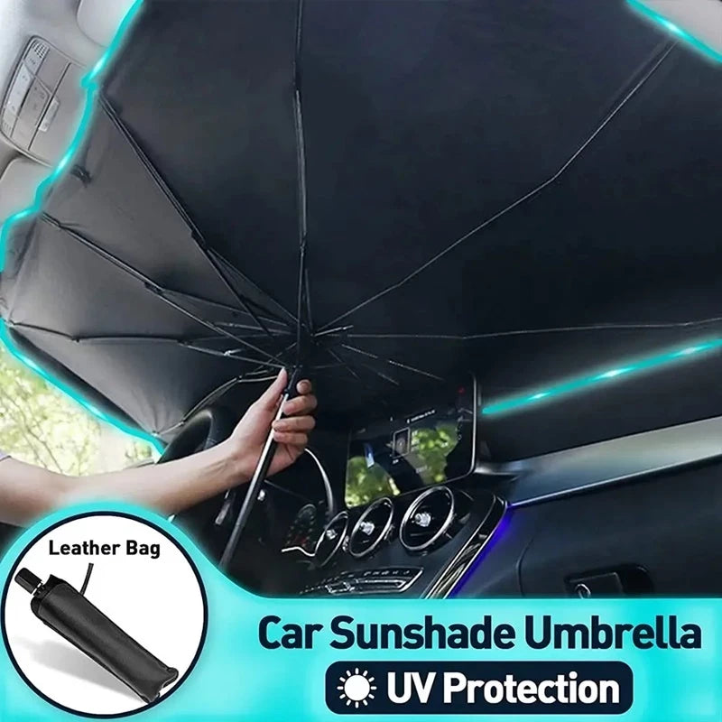 Souqzila black car windshield umbrella shade protecting car interior with UV protection